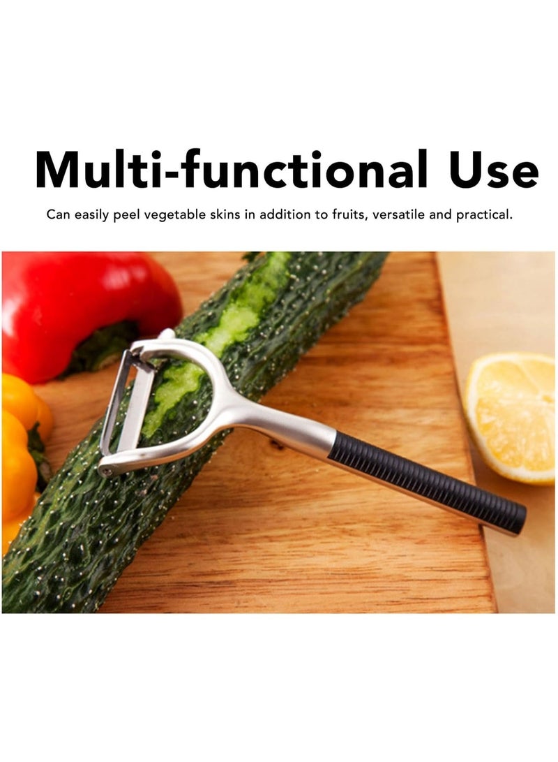 هابي هوم قشارة بطاطس وخضار يدوية متعددة الوظائف – تصميم Y مريح لليد لتقشير البطاطس، الخيار، الجزر، الذرة والفواكه والخضروات الرقيقة بسهولة وسرعة – أداة مطبخ قوية وآمنة للاستخدام اليومي وتوفير الوقت والجهد - Image 5